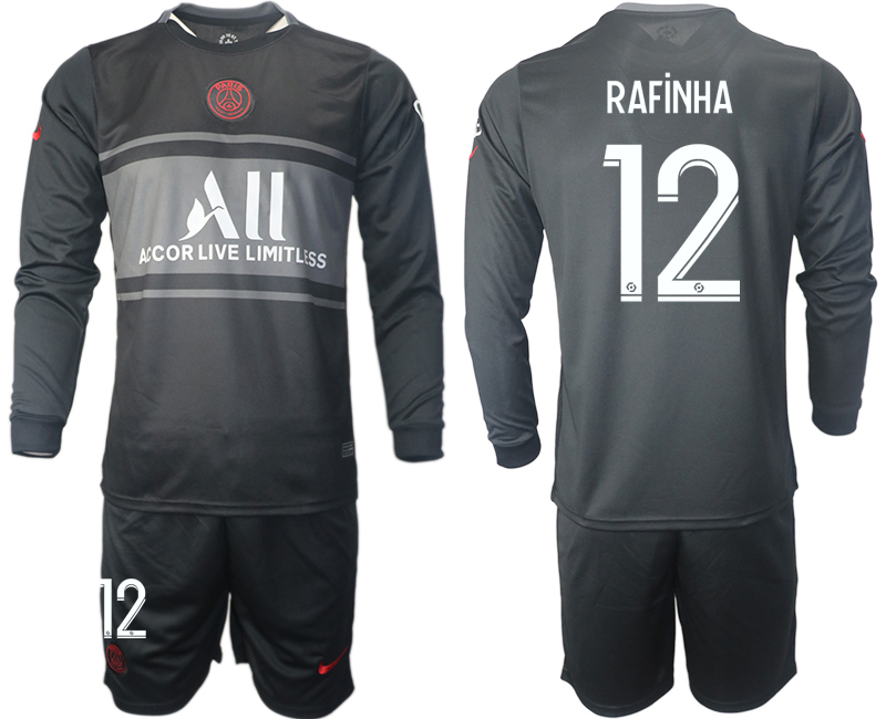 Men 2021-2022 Club Paris St German Second away black Long Sleeve #12 Soccer Jersey->paris st german jersey->Soccer Club Jersey